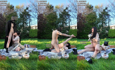 推特極品阿黑顏母狗「Pupu噗噗」《小姐森林野餐篇2》棒棒自慰到一半，突然出現神秘男子，強行交配瘋狂打樁，強制高潮