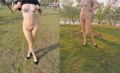 極限露出天花板，反差婊【風箏斷了線】中醫按摩院勾引老中醫，老頭過足了手癮 (1)