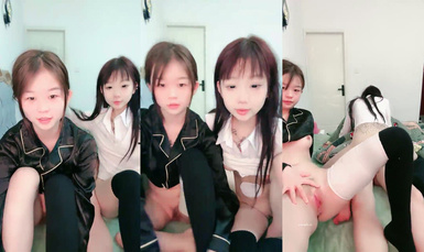 兩個精神小妹一起直播 男主躺床上讓干 (2)